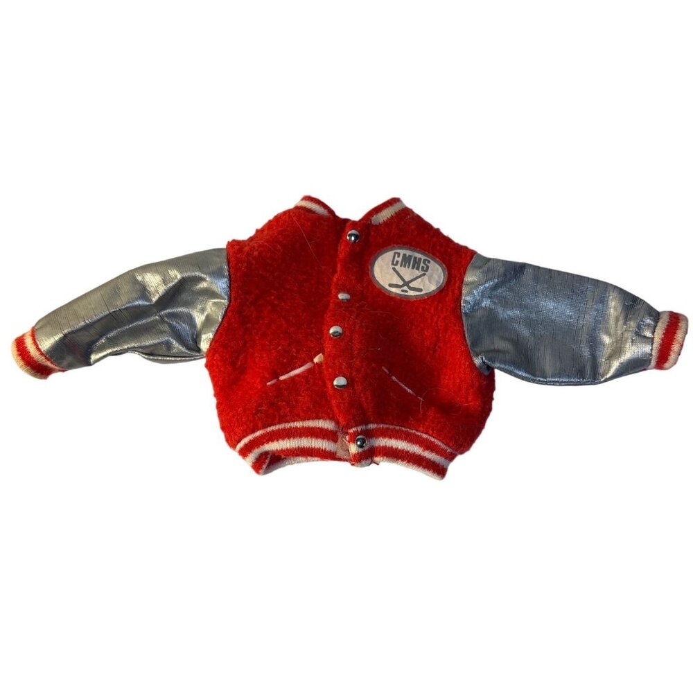 Vintage Barbie Ken Doll Jacket Red Grey White CMHS Letterman